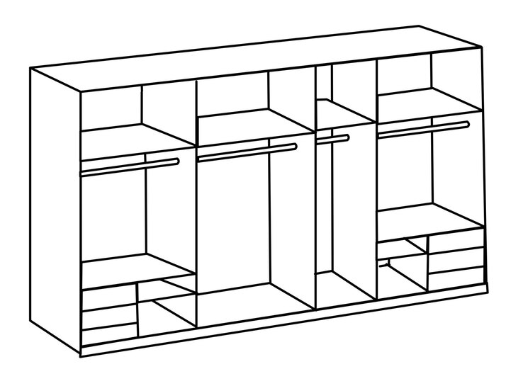 Schwebetürenschrank Level 36 A Syncro-Technik 350 x 216 cm braun/ weiß