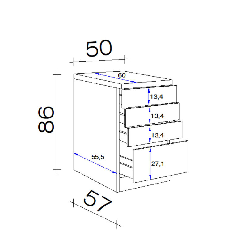 Schubkastenunterschrank Neo Weiß 50cm