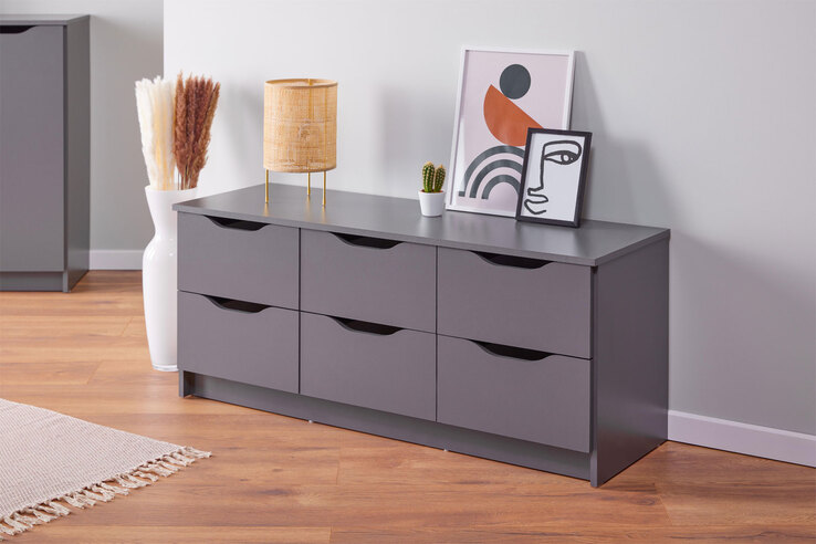 Kommode Lion 6-B Graphitgrau 122x50x40 cm