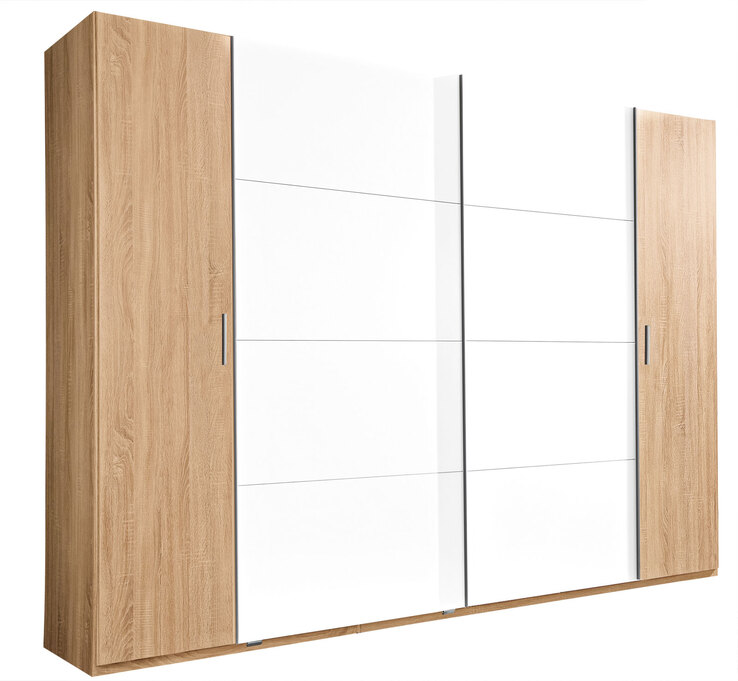 Schrankprogramm Lotto Eiche Weiß Nachbildung ca. 270 x 210 x 65 cm