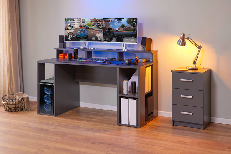 Gaming-Tisch Liam 160 x 91 cm Anthrazit
