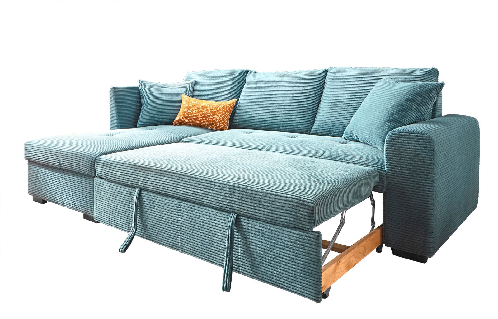 Ecksofa Lukas 239x90x158 cm Cord Bezug lagoon