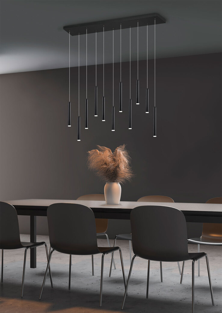 Tubular Pendelleuchte schwarz, 321611132, B/H/T: 115/150/15 cm, Metall