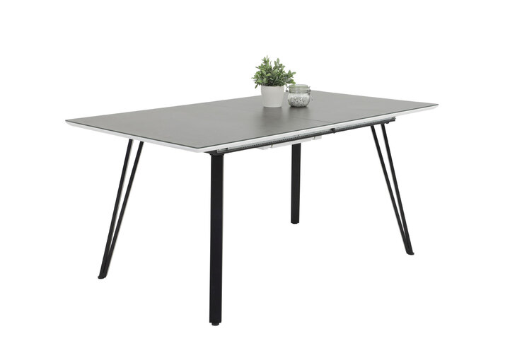 Esstisch Corinna 160-200x77x90 cm Hochglanz Weiß/Keramikoptik