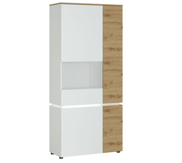 Vitrine Luci Eiche Artisan-Dekor/Alpinweiß 90,4/199/40 cm