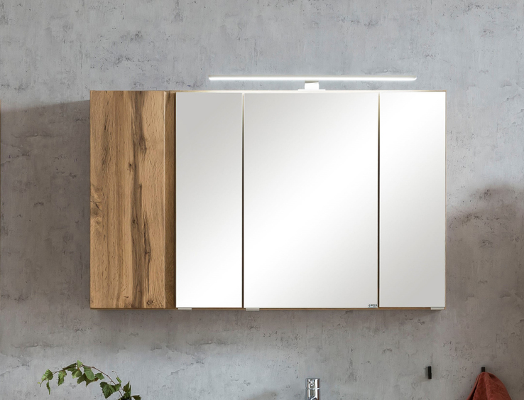 Spiegelschrank Gent braun 3-türig B/H/T 105x64x20 cm