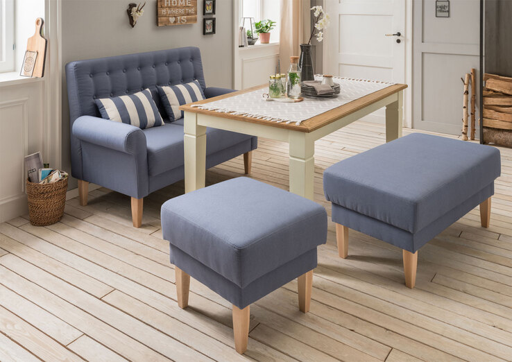 Hockerbank San Biagio Blau/Braun 112x51x56 cm