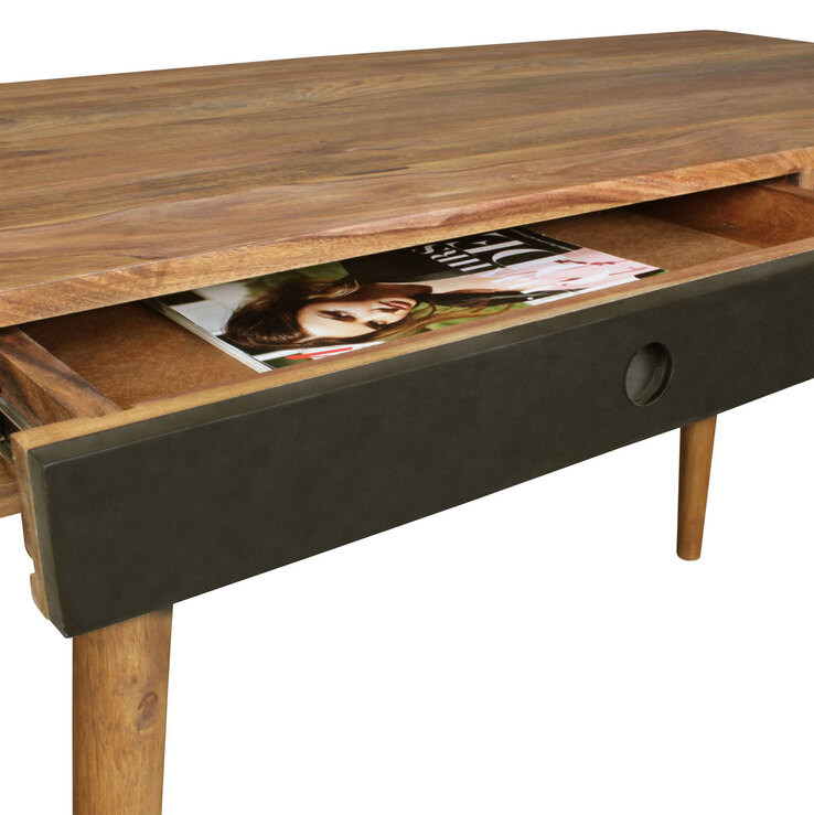 Schreibtisch Wexford Massivholz braun/schwarz