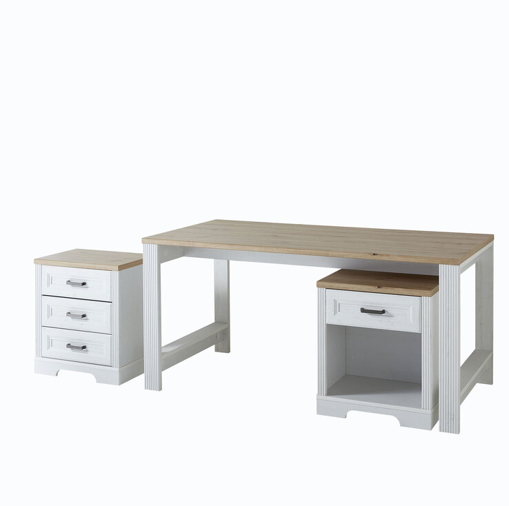 Schreibtisch Jasmin weiß/Artisan Eiche NB