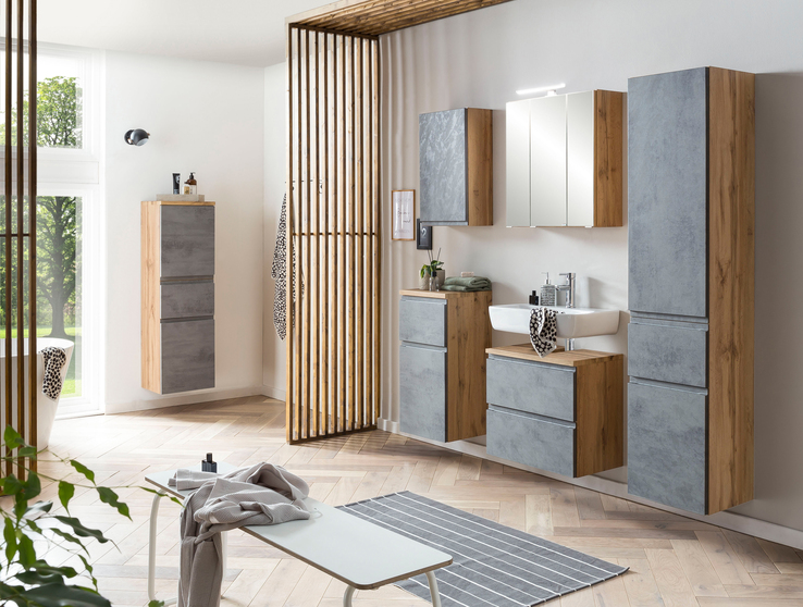 Spiegelschrank Gent weiß/braun B/H/T 60x64x20 cm