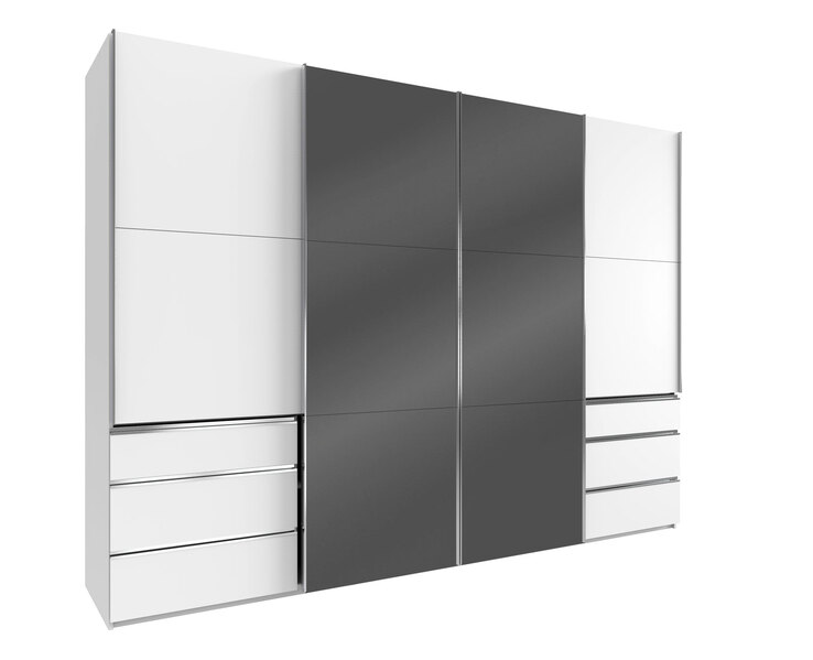Schwebetürenschrank Level 36 A Syncro-Technik 300 x 236 cm weiß/ Spiegel