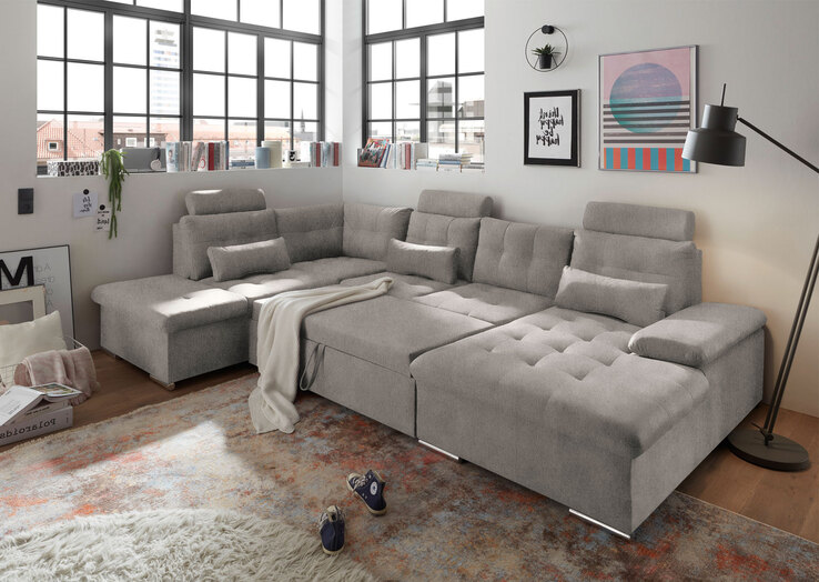 Wohnlandschaft Medan Taupe 324x107x218 cm
