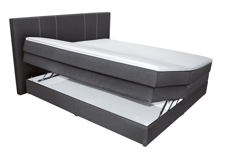 Boxspringbett Vegas Stoffbezug Anthrazit Bonellfederkern ca. 180 x 200 cm