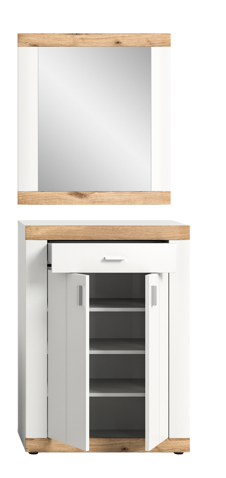 Garderobenkombination Laredo 2-teilig 74 x 191 cm Weiß/Nox-Oak-Dekor