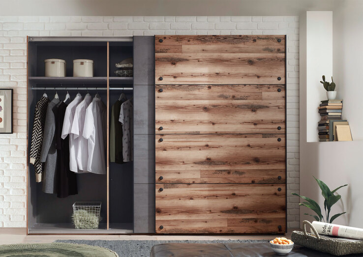 Schwebetürenschrank Dover Braun/Grau 270 x 210 x 60 cm