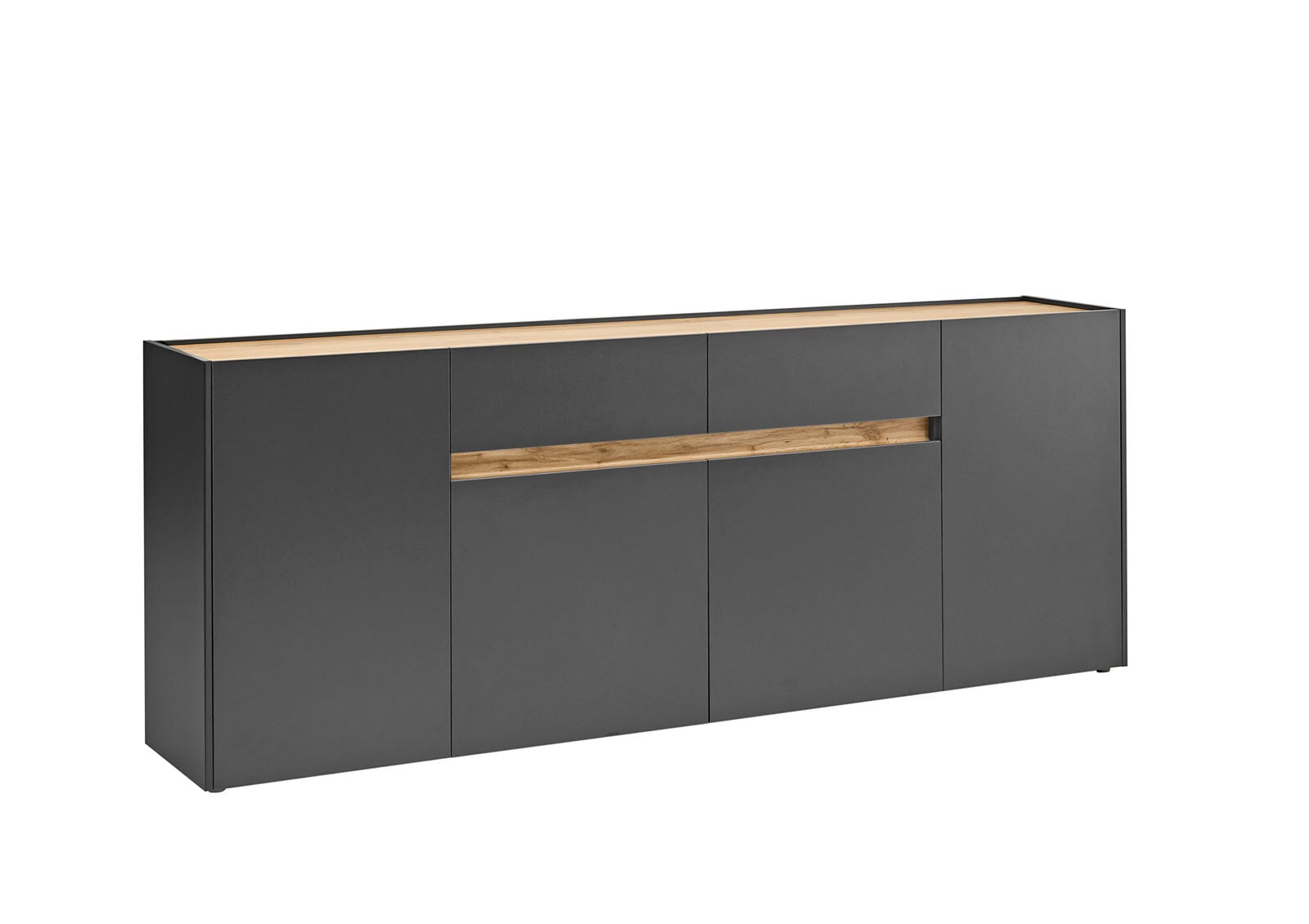 Sideboard City Anthrazit matt/Wotan Eiche Dekor 220x87x40 cm