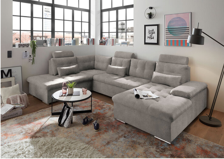 Wohnlandschaft Medan Taupe 324x107x218 cm