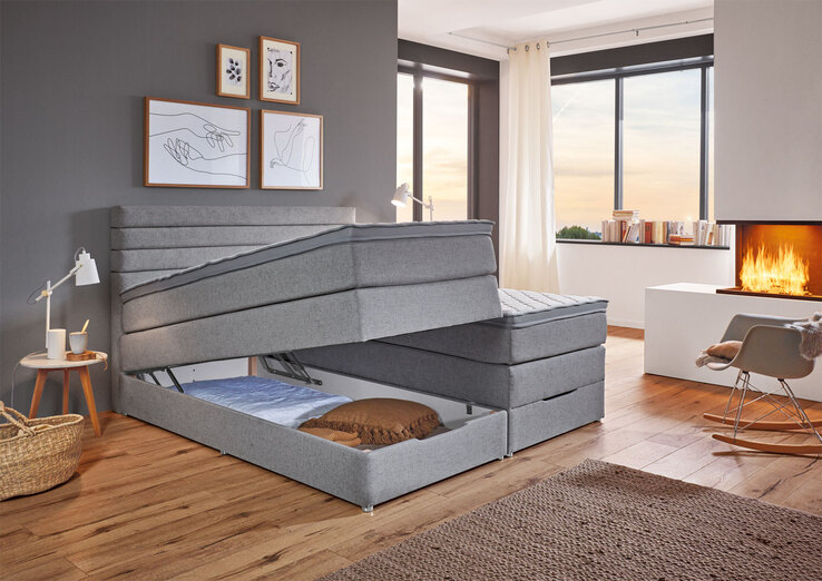 Boxspringbett Vernon Silber 180 x 200 cm