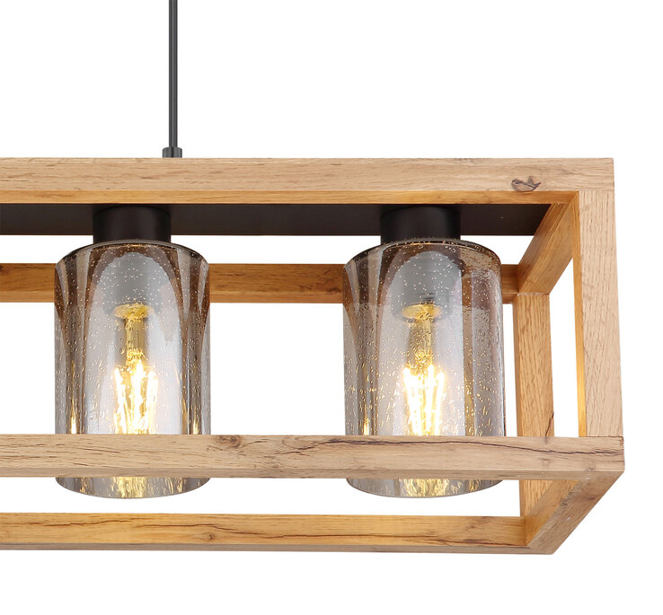 PETTEY Pendellampe schwarz 15497-4H, B/H/T: 75 x 120 x 20 cm, Glas, Metall