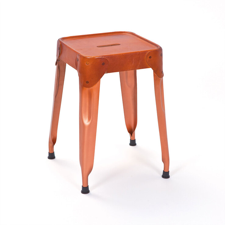 Hocker Nico Ledersitz / kupferfarbig 35 x 45 x 35 cm