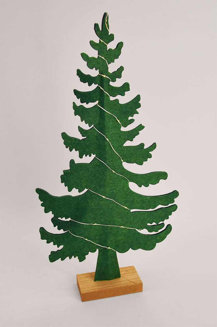 LED Lichtobjekt Filz-Tanne grün Weihnachtsartikel 26x51x6 cm Batteriebetrieb