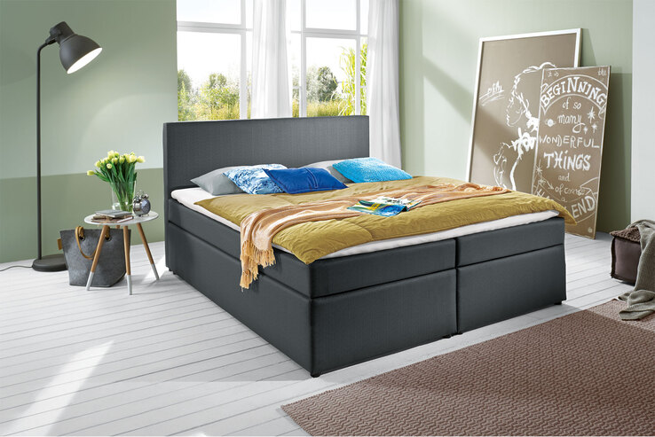 Boxspringbett Orlando Stoffbezug Anthrazit ca. 180 x 200 cm