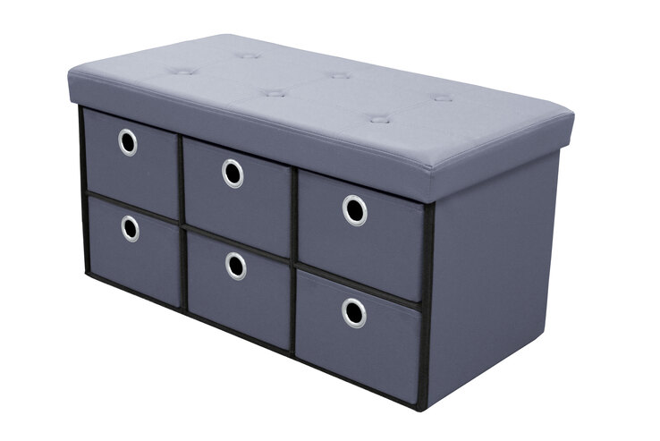 Sitzbank Tokio Kunstleder Grau ca. 76 x 38 x 38 cm