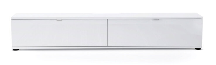 TV-Lowboard Yoko, Melamin Weiß Hochglanz lackiert
