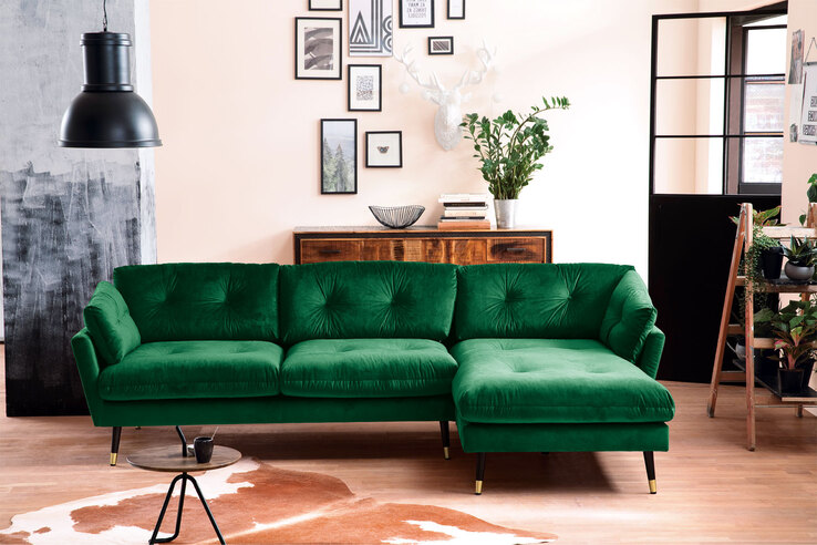 Ecksofa Japan Samtoptik Grün 270x155