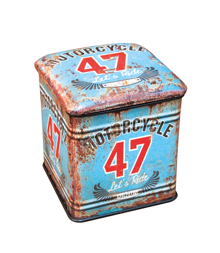 Metallbox Kunstleder Motorcycle ca. 32 x 32 x 37 cm