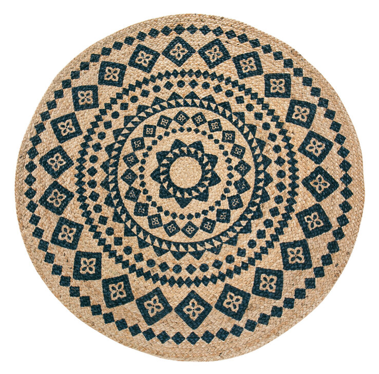Jute-Teppich Vänersborg  Ø120 cm rund Braun/Schwarz