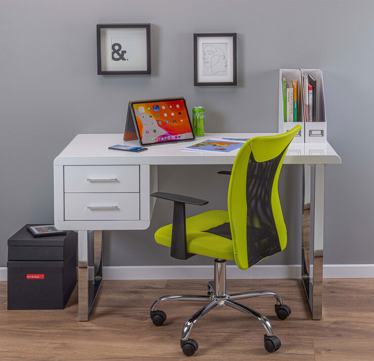 Schreibtisch Henri 120 x 55 cm Weiß/Chromfarbig