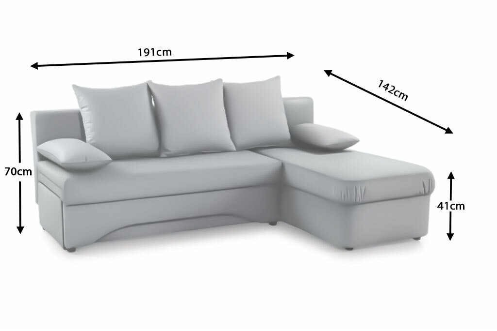 Ecksofa Polaris Stoffbezug Grau ca. 191 x 142 cm 