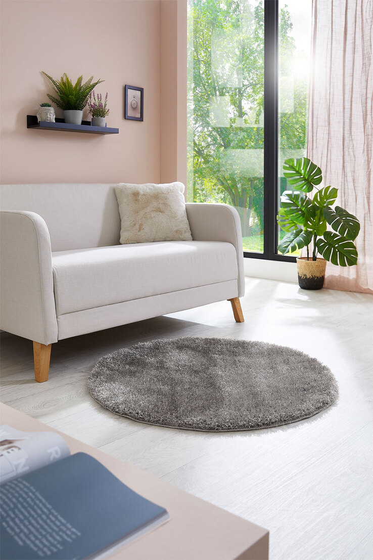 Teppich Gela rund Grau Durchmesser 100 cm