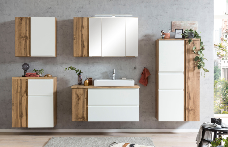 Spiegelschrank Gent braun 3-türig B/H/T 105x64x20 cm