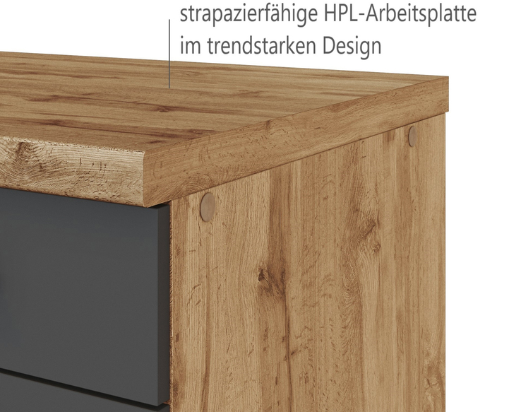 Winkelzeile Kopenhagen Matt-Grau/Wotan-Eiche NB ca. 240/180x200x60cm