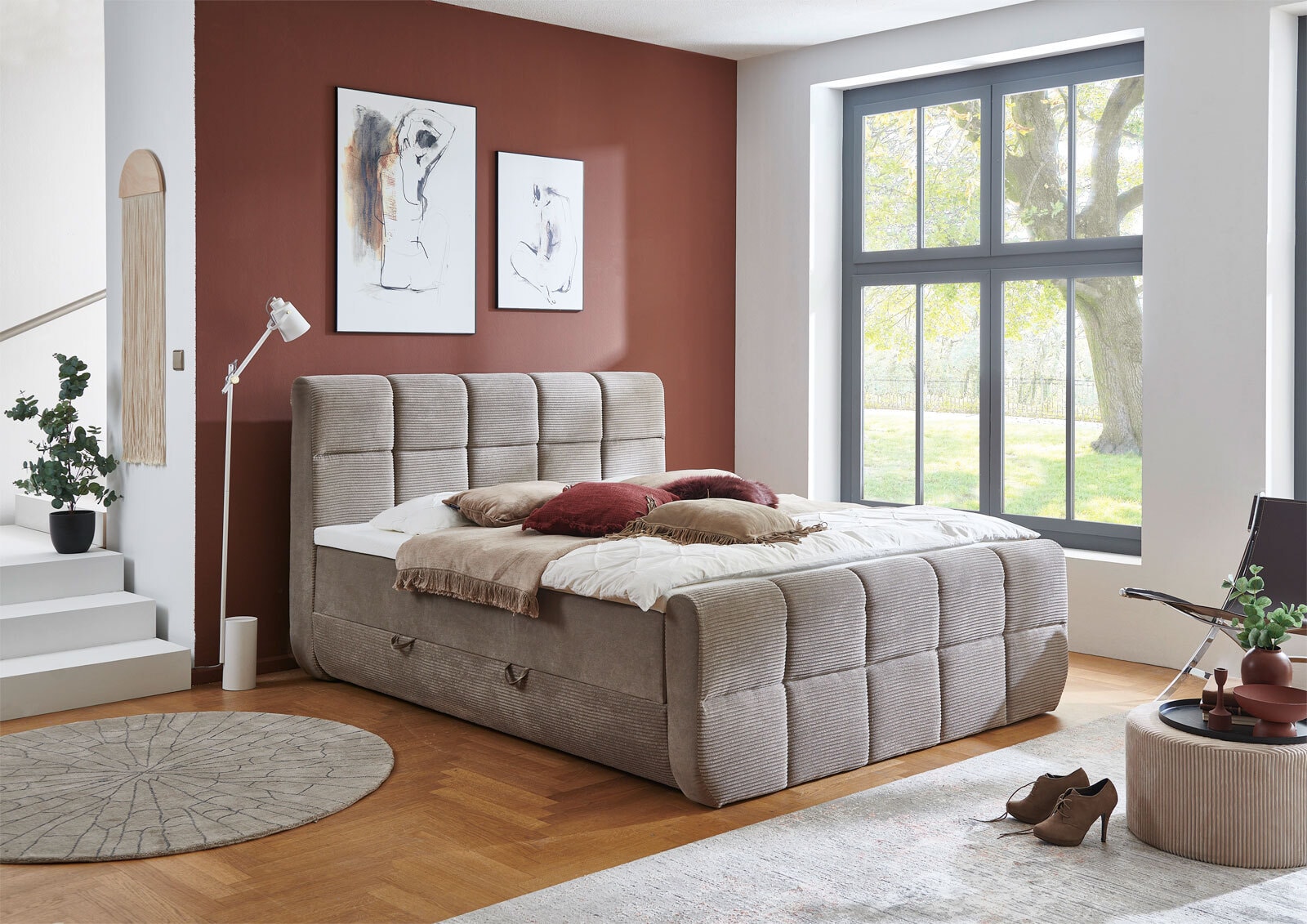 Boxspringbett Siena 180 x 200 cm taupe