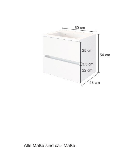 Waschtisch Baabe 60 x 56 cm weiß matt