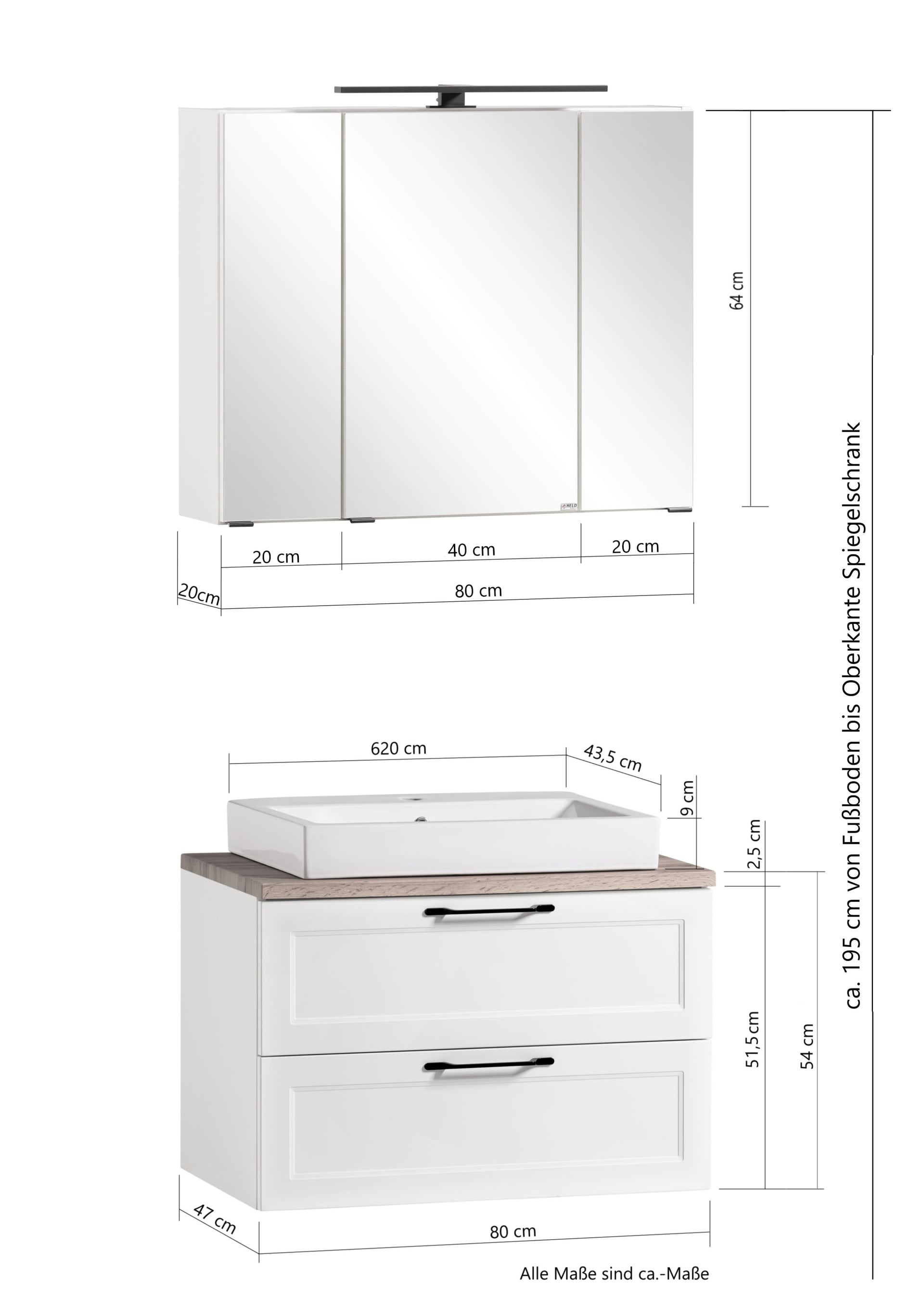 Waschtischkombination Lüttich beige B/H/T 80x200x35 cm 