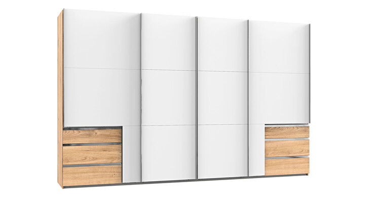 Schwebetürenschrank Level 36 A Syncro-Technik 350 x 216 cm braun/ weiß