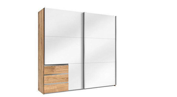 Schwebetürenschrank Level 36 A 200 x 236 cm braun/ weiß