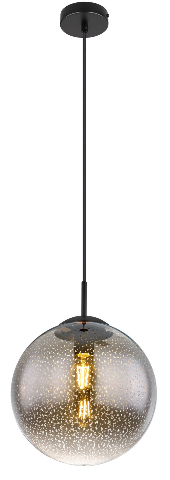 GLOBO Retrofit Pendelleuchte Helmut 30x120 cm schwarz/Sterneffekt