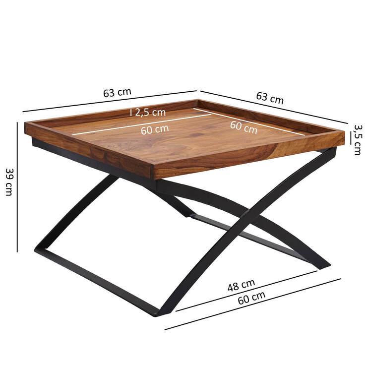 Couchtisch Alesund 63x39x63 cm Massivholz