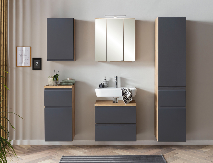 Spiegelschrank Gent weiß/braun B/H/T 60x64x20 cm
