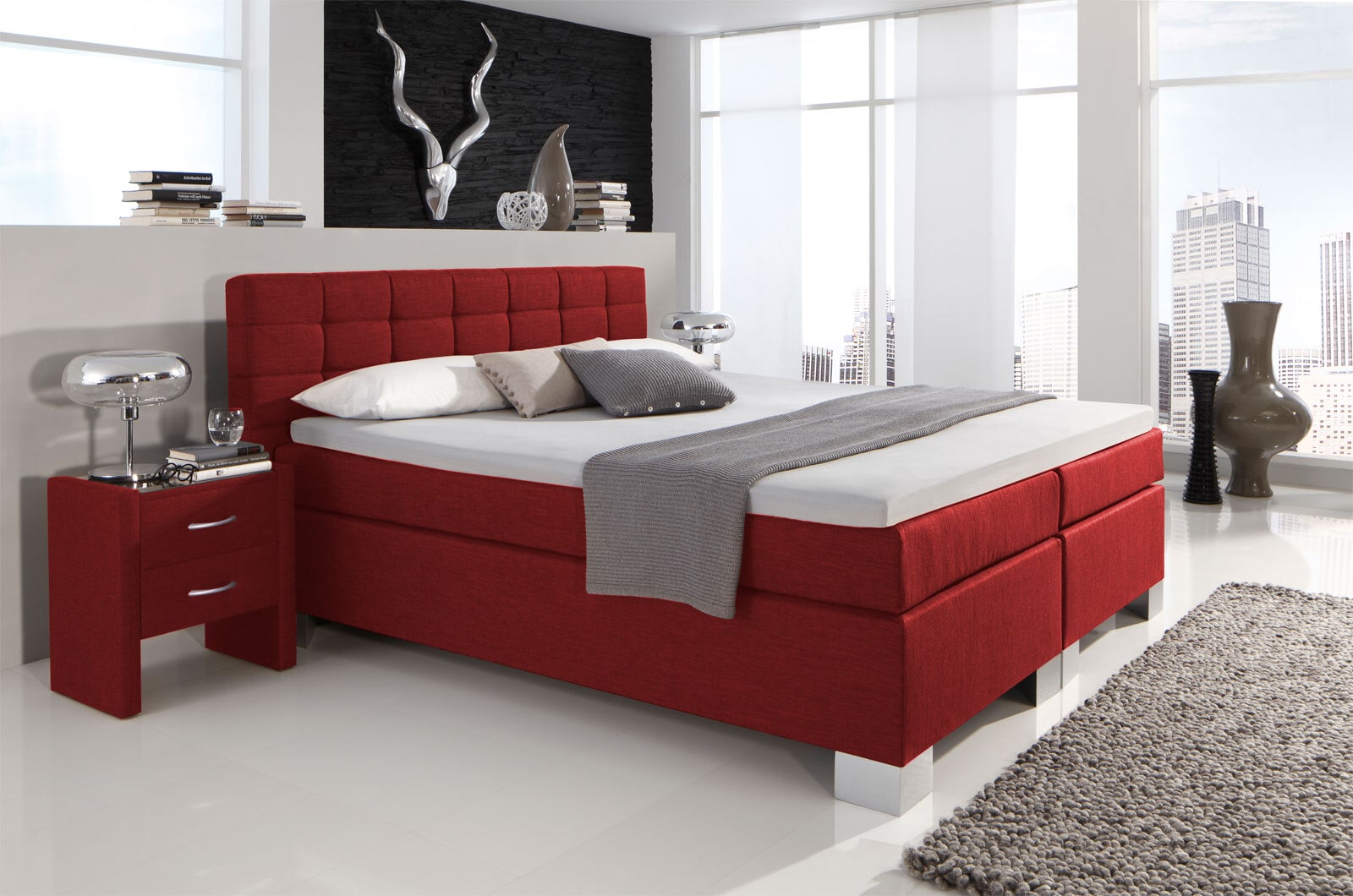 Boxspringbett Holiday rot 160x200 cm