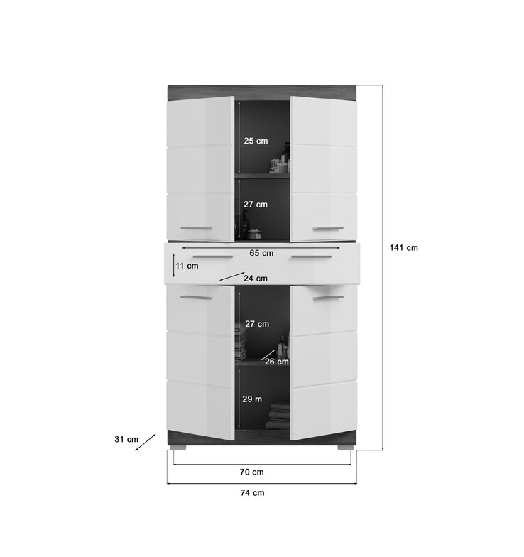 Badmidischrank Scout 74x141x31cm