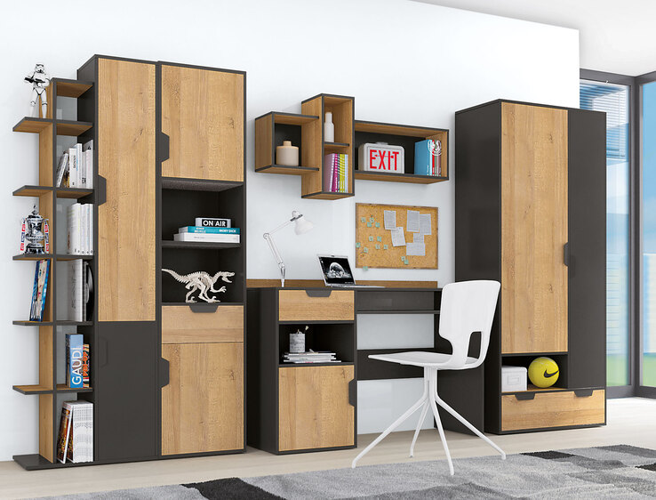 Kleiderschrank Nano Eiche Riviera/Graphit Nachbildung ca. 80 x 195 x 50 cm