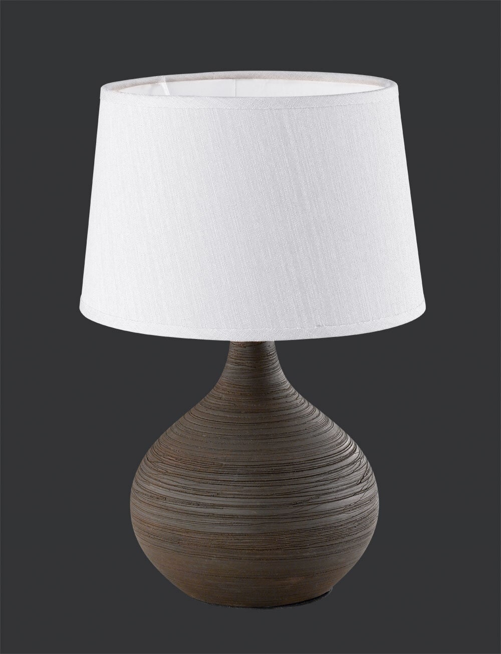 Retrofit Tischlampe Martin braun weiß 20cm 29cm Keramik Textil