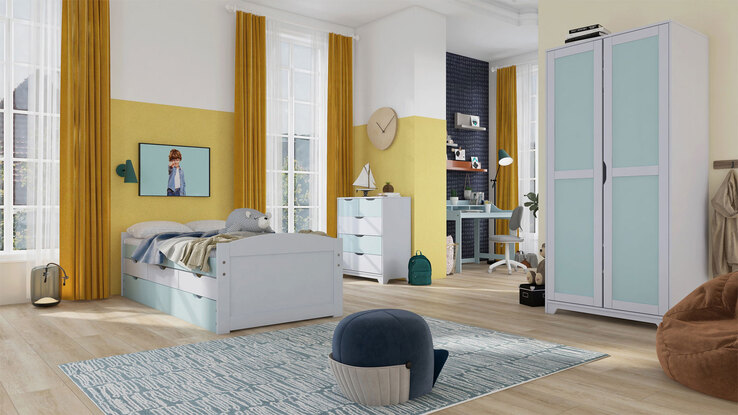Drehtürenschrank Kilian weiß/pastellgrün 92 x 205 cm