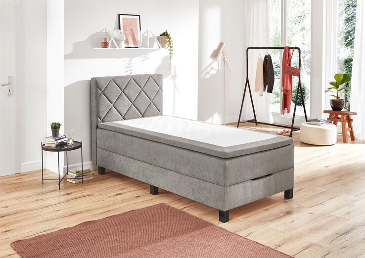 Polsterbett Lincoln m. Bettkasten 100x200 cm grau
